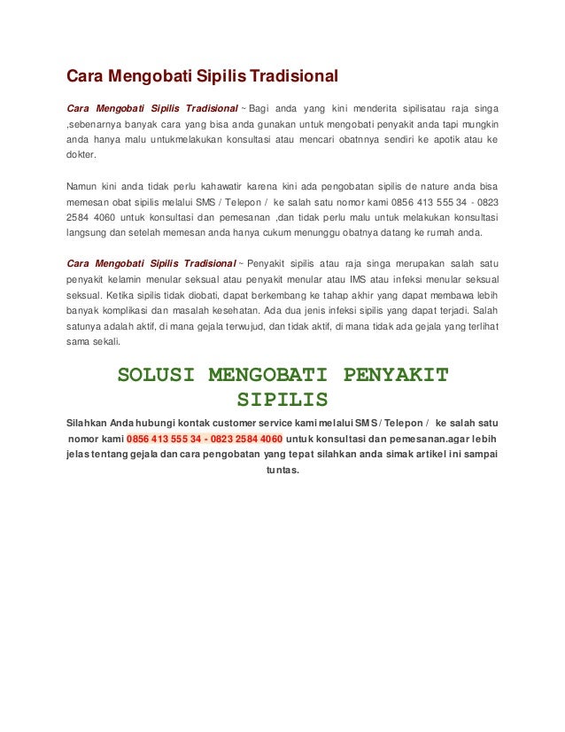 Cara mengobati sipilis tradisional Cara mengobati sipilis tradisional