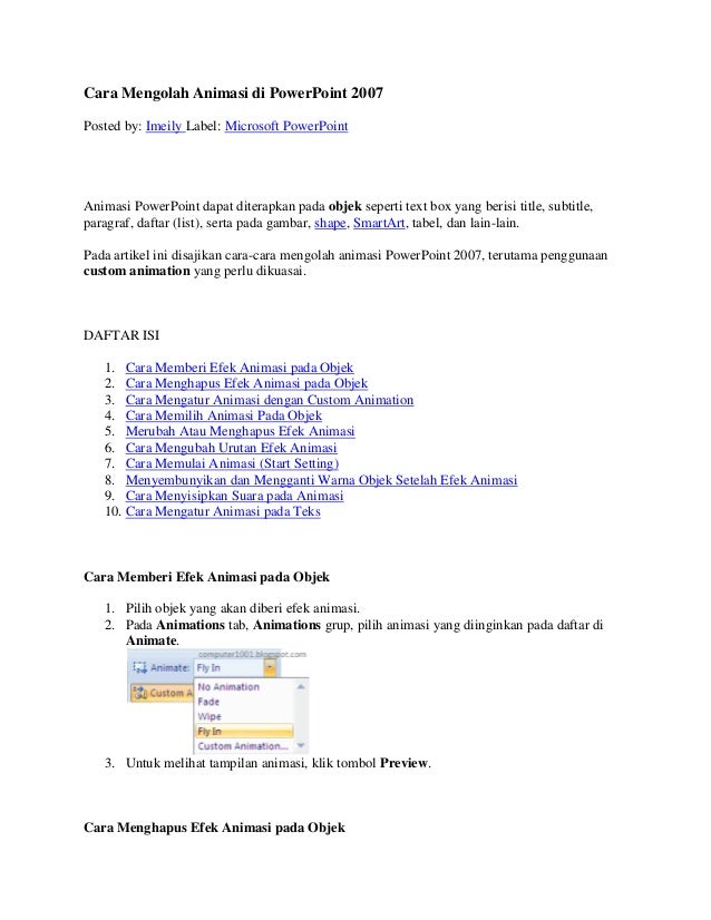 Mengolah Animasi Power Point 2007 Powerpoint Posted Imeily Label Microsoft