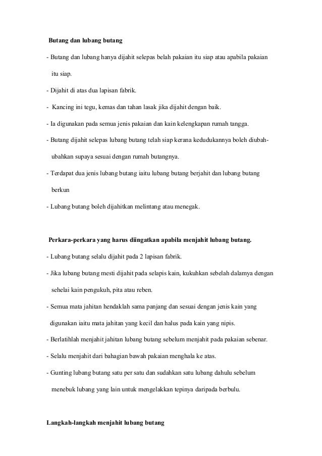 lubang jahit kancing cara kancing Cara menjahit