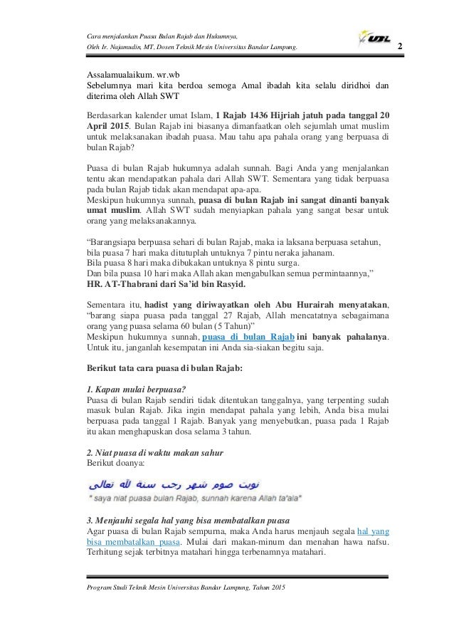 Cara menjalankan puasa bulan rajab dan hukumnya