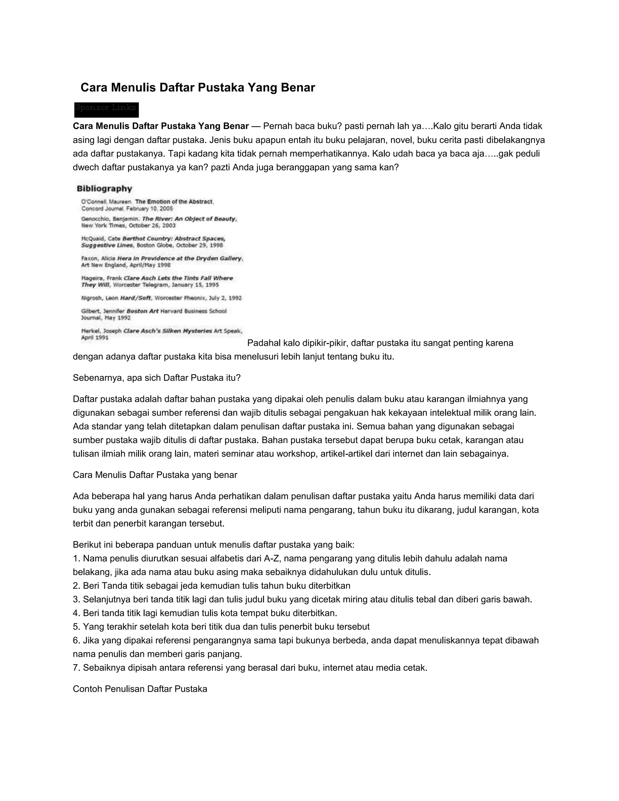 Cara menulis daftar pustaka yang benar | DOCX