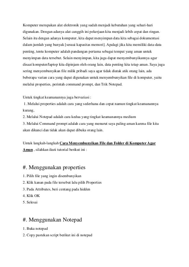 Cara menyembunyikan file dan folder di komputer agar aman Cara menyembunyikan file dan folder di komputer agar aman