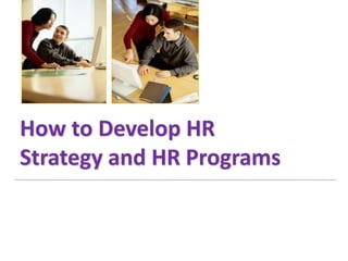 How to Develop HR
Strategy and HR Programs
 