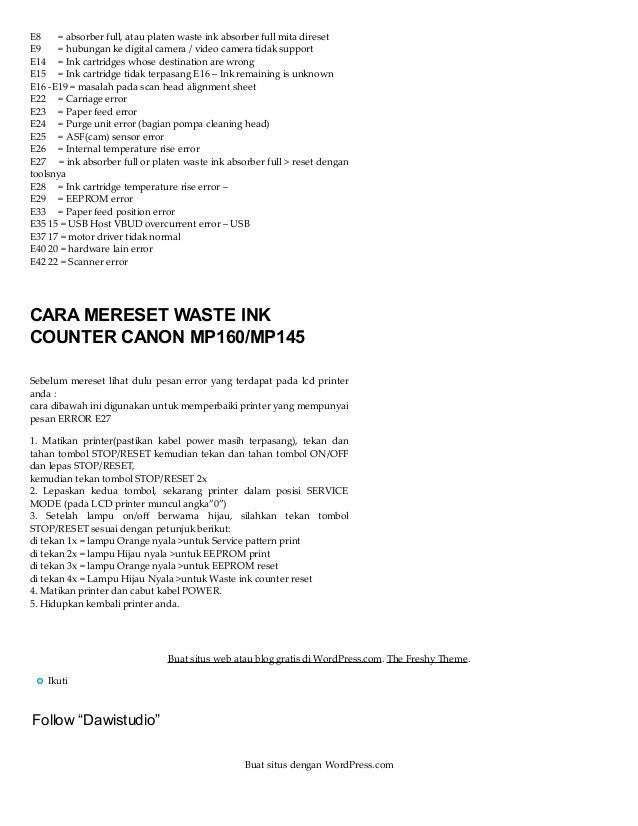 Cara mereset printer canon mp 145