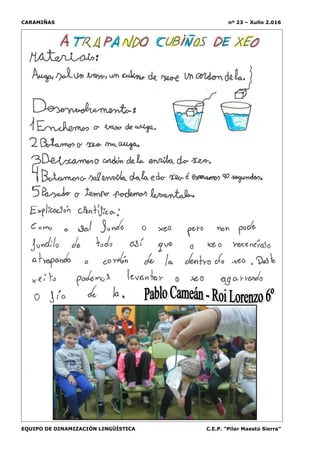 CARAMIÑAS nº 23 – Xuño 2.016
EQUIPO DE DINAMIZACIÓN LINGÜÍSTICA C.E.P. “Pilar Maestú Sierra”
 