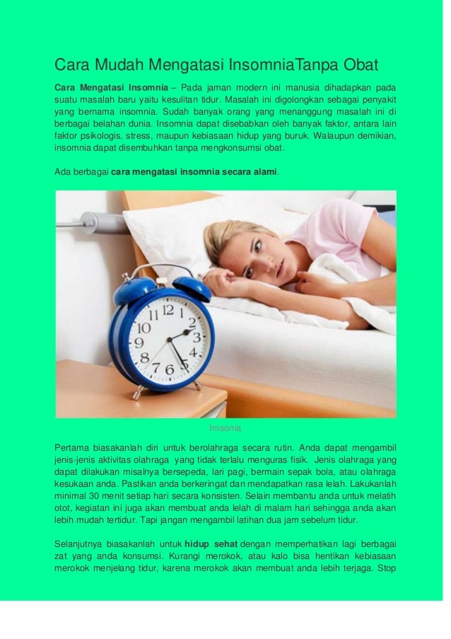 Cara Mengatasi Insomnia Tanpa Obat Cara Mengatasi Insomnia Tanpa Obat