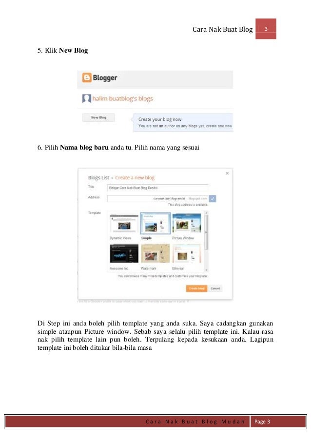 Cara Nak Buat Blog