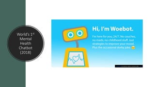 World’s 1st
Mental
Health
Chatbot
(2018)
This Photo by Unknown Author is licensed under CC BY
 