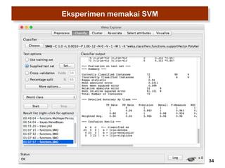 34 
Eksperimen memakai SVM 
 