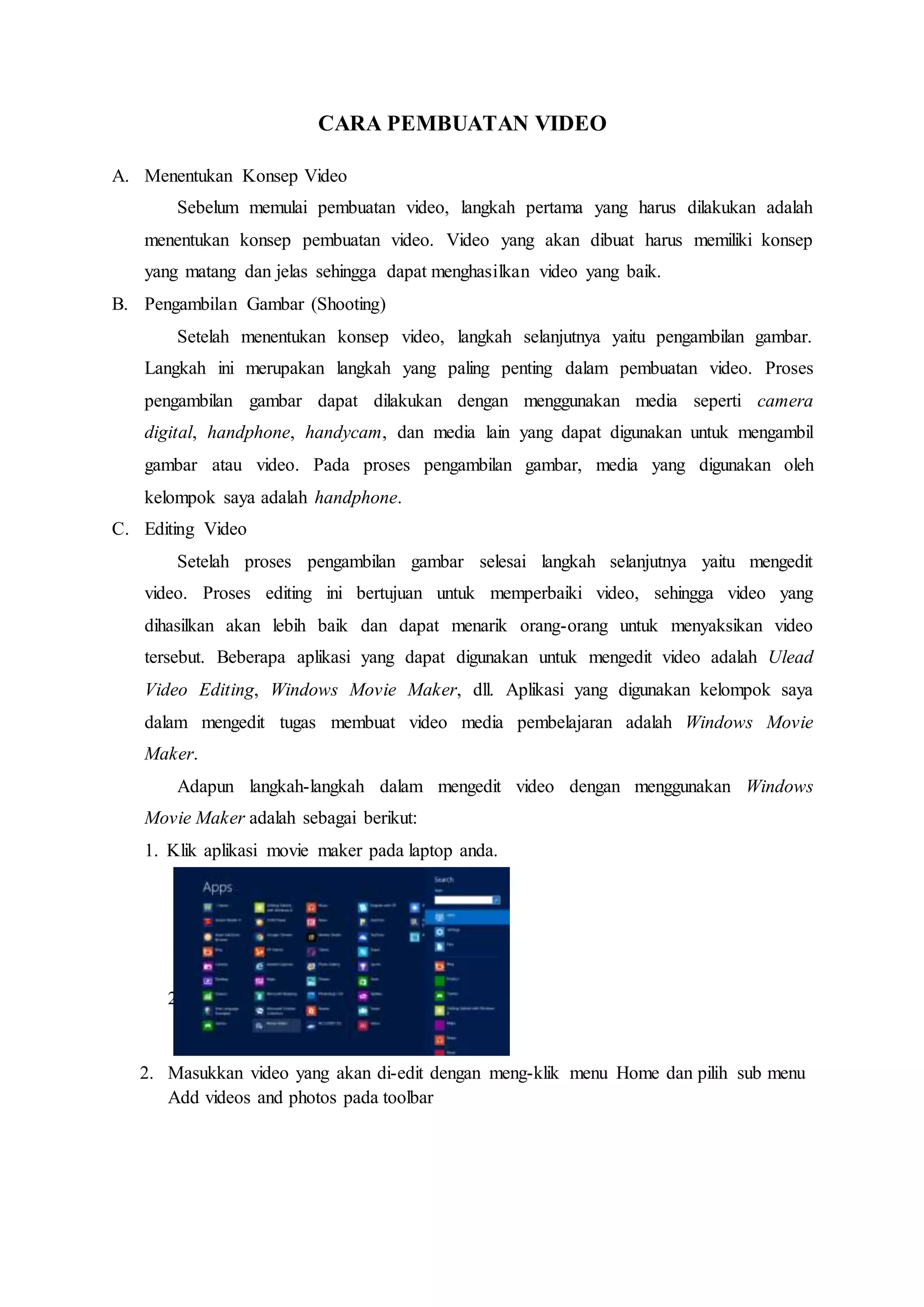 Cara pembuatan video | DOCX