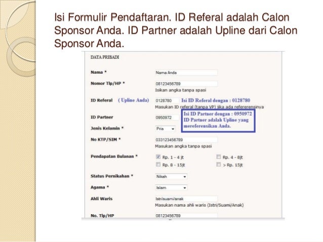 adalah formulir pendaftaran Cara VSI pendaftaran