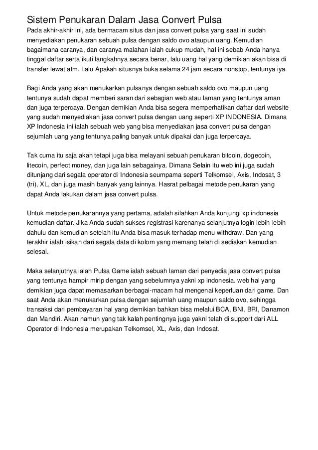 Sistem Penukaran Dalam Jasa Convert Pulsa