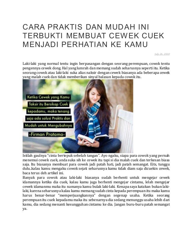 Cara Praktis Dan Mudah Ini Terbukti Membuat Cewek Cuek Menjadi Perhat