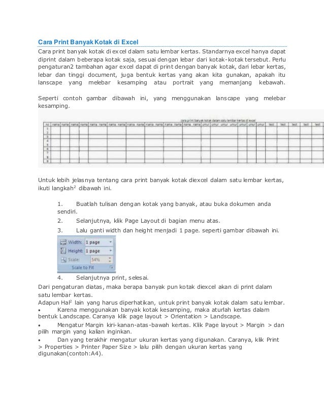 Cara print banyak kotak di excel