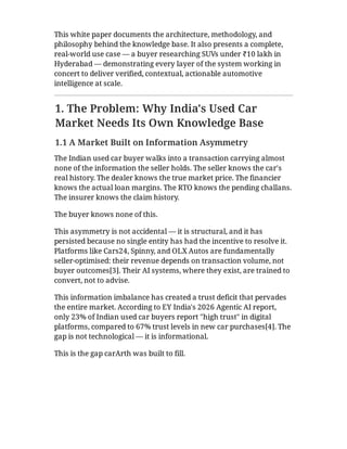 carArth Knowledge Base White Paper for India's pre-owned cars market. | PDF