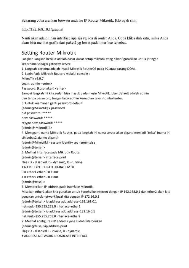 Cara Setup Router Cara setting mikrotik router ip address yang di perbolehkan konek ke ...
