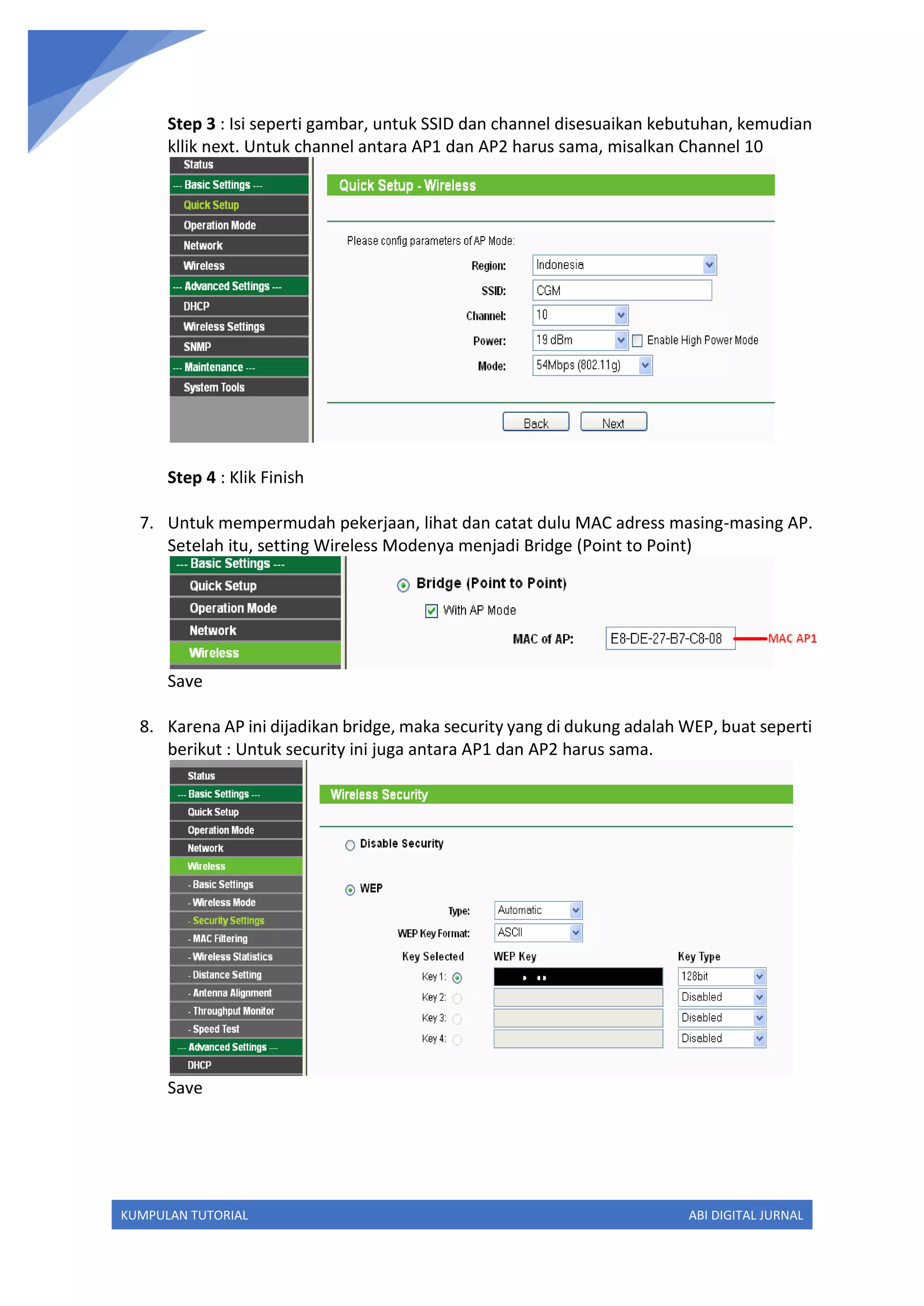 Cara setting point to point AP TPLINK 5210g | PDF