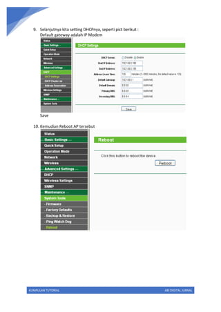 Cara setting point to point AP TPLINK 5210g | PDF