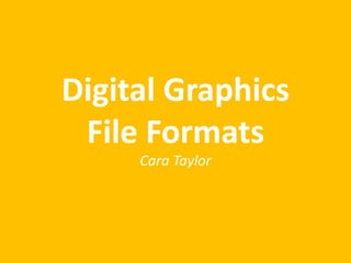 Digital Graphics
File Formats
Cara Taylor
 