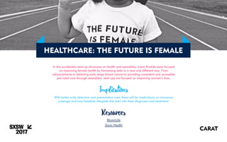 In the accelerator start-up showcase on health and wearables, many finalists were focused
on improving female health by ha...