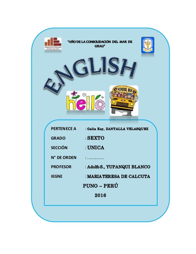 Caratula De Ingles Para Ninos