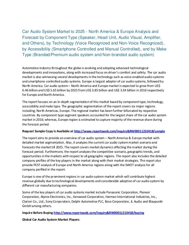 2025 Car Audio System Industry Overview, Growth, Opportunities and