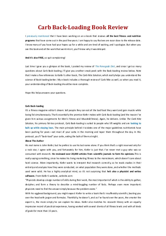 Carb back loading example diet