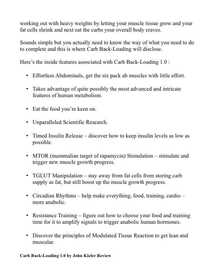 Carb Backloading 1.0 Review