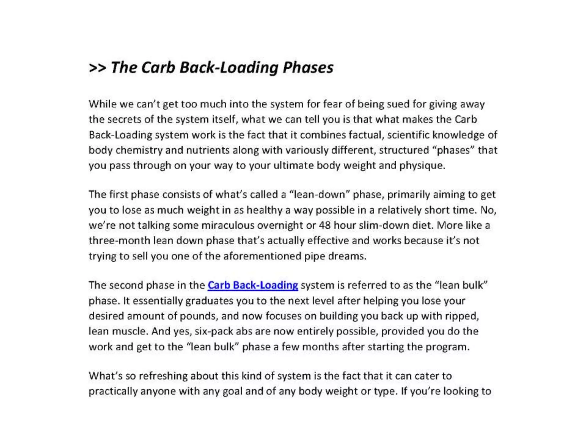 Carb Back Loading Example PPT