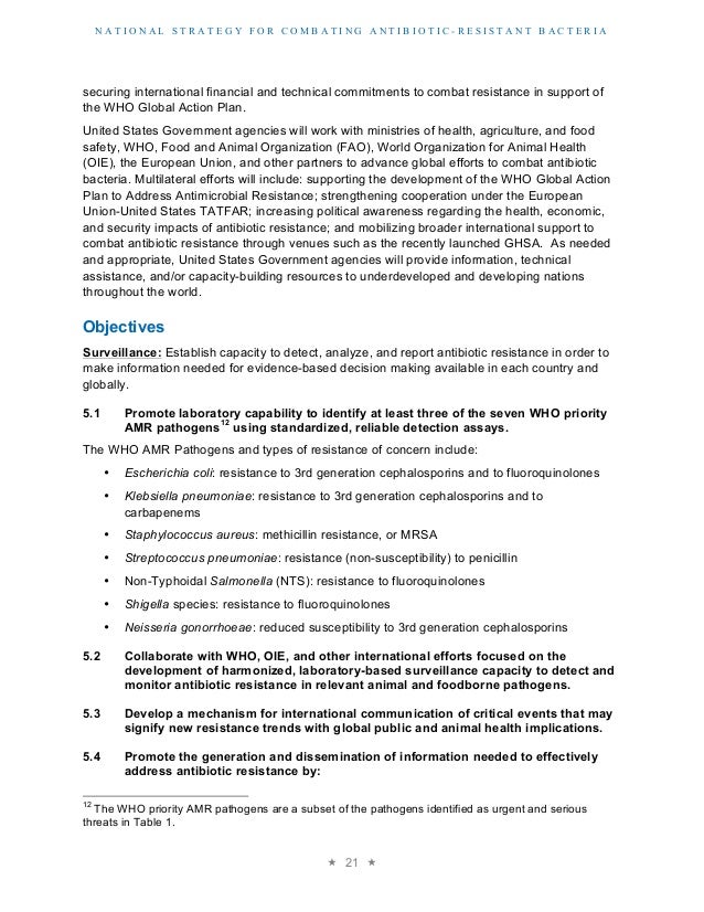 US National Strategy for Combating Antibiotic Resistant