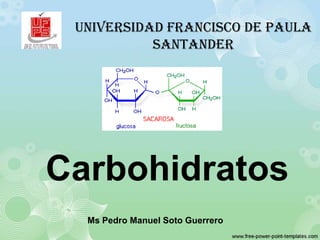 UNIVERSIDAD FRANCISCO DE PAULA
SANTANDER

Carbohidratos
Ms Pedro Manuel Soto Guerrero

 
