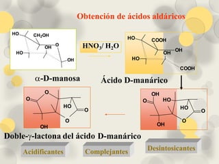 Aglicones
El grupo enlazado al carbono anomérico de un glicósido se denomina aglicón.
 