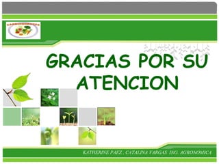 L/O/G/O
KATHERINE PAEZ , CATALINA VARGAS ING. AGRONOMICA
GRACIAS POR SU
ATENCION
 