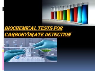 BIOCHEMICAL TESTS FOR
CARBOHYDRATE DETECTION
 