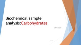 Rohit Patel
4/3/2016 1
Biochemical sample
analysis:Carbohydrates
 
