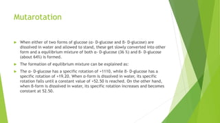 Mutarotation Example carbohydrate , glucose, fructose and it's application of these ...