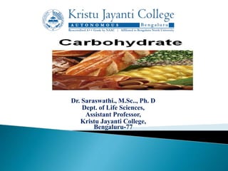 Dr. Saraswathi., M.Sc.., Ph. D
Dept. of Life Sciences,
Assistant Professor,
Kristu Jayanti College,
Bengaluru-77
 