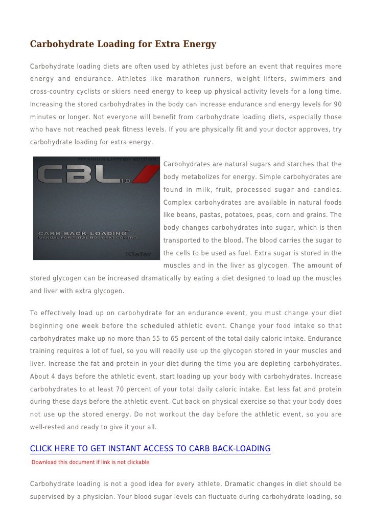 Carbohydrate loading for extra energy