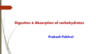 Digestion & Absorption of carbohydrates
Prakash Pokhrel
 