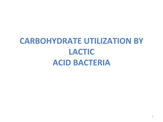 CARBOHYDRATE UTILIZATION BY
LACTIC
ACID BACTERIA
1
 