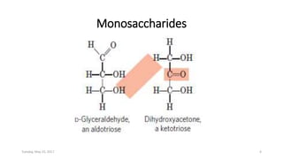 Monosaccharides
Tuesday, May 23, 2017 4
 