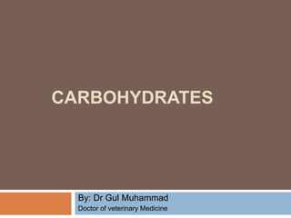 CARBOHYDRATES
By: Dr Gul Muhammad
Doctor of veterinary Medicine
 