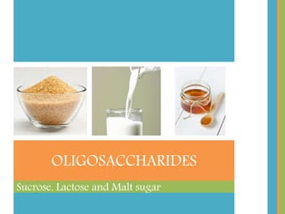 Sucrose, Lactose and Malt sugar
OLIGOSACCHARIDES
 