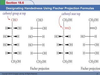 Section 18.6
Designating Handedness Using Fischer Projection Formulas
Return to TOC
Copyright ©2016 Cengage Learning. All Rights Reserved. 27
 