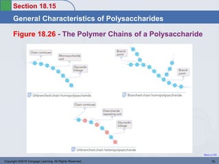 Section 18.15
General Characteristics of Polysaccharides
Return to TOC
Figure 18.26 - The Polymer Chains of a Polysaccharide
Copyright ©2016 Cengage Learning. All Rights Reserved. 78
 