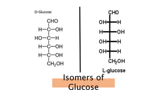 Isomers of
Glucose
 