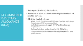 Simple Rda Food carbohydrates. nutrition 2nd unit, bsc nursing 2nd semester | PPTX