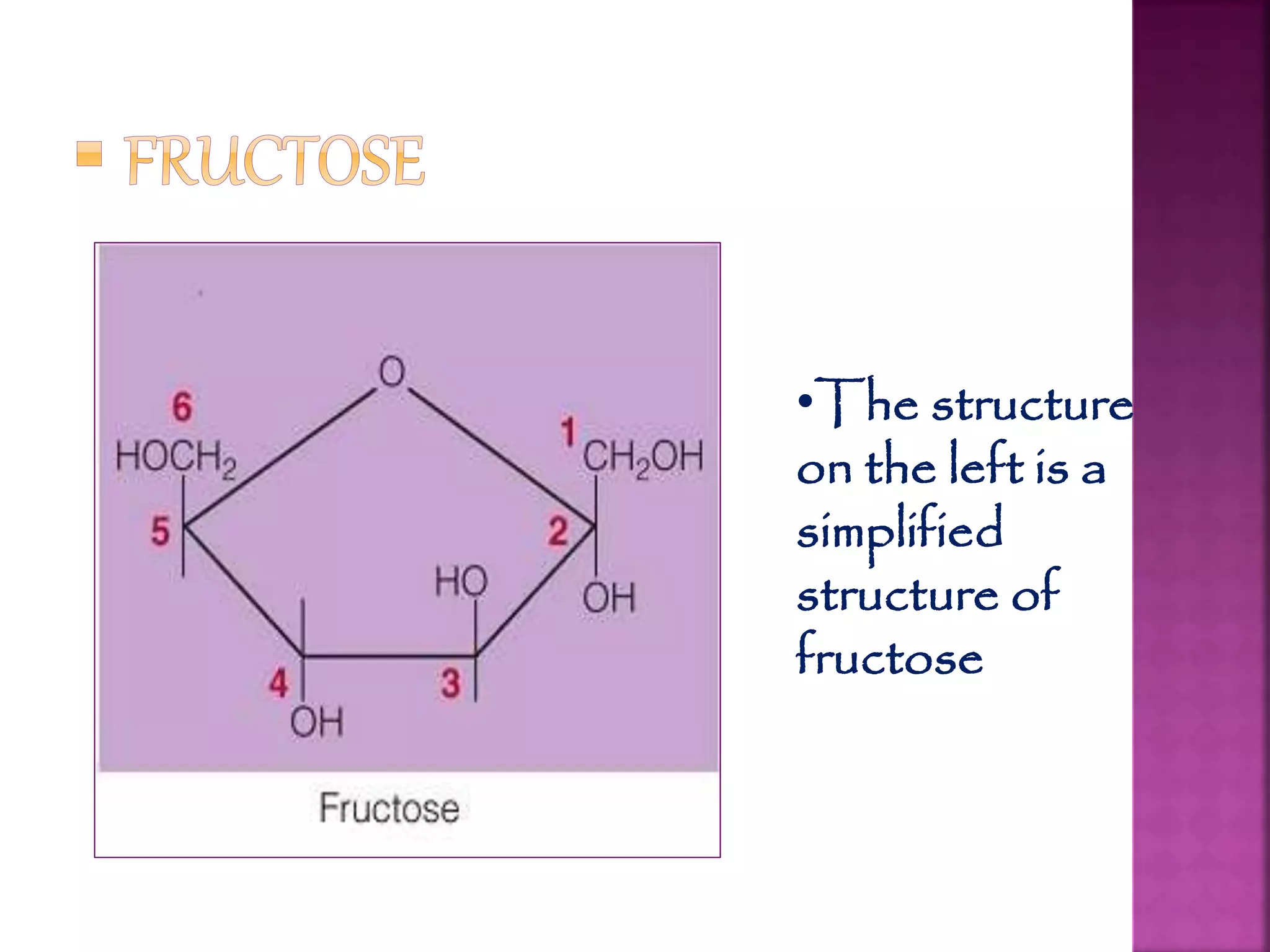 •The structure
on the left is a
simplified
structure of
fructose
 