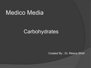 Medico Media  Carbohydrates                                                         Created By : Dr. Meena Shah 