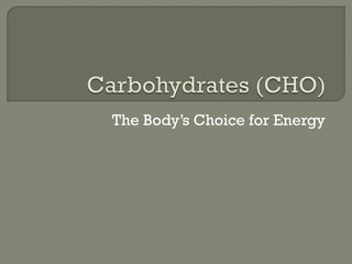 The Body’s Choice for Energy 